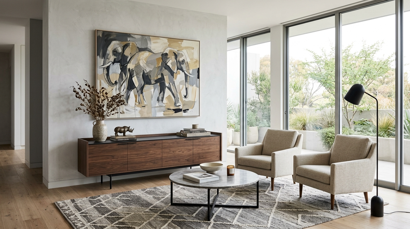 Style an entryway with one strong elephant detail